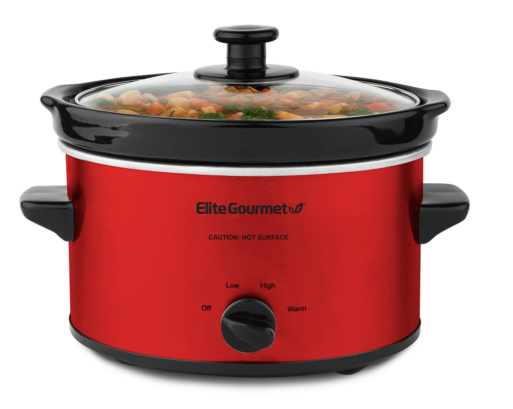 Electric Oval Slow Cooker, 2 Qt, Metallic Red T922249