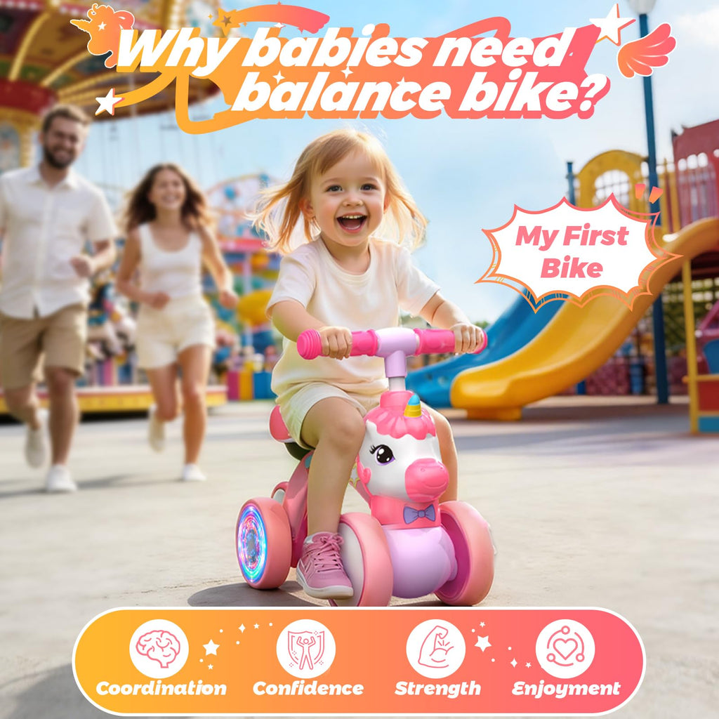 Baby Balance Bike Ride On Toy with Light Up Wheel G435