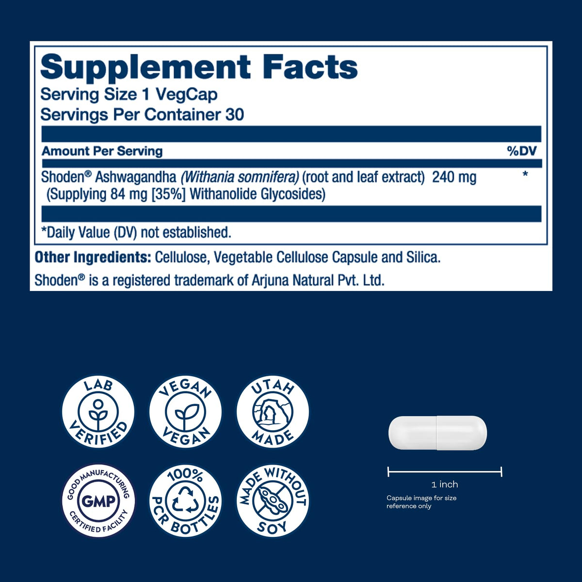 Ashwagandha Root and Leaf Extract 240 mg Vegan Capsules J174286