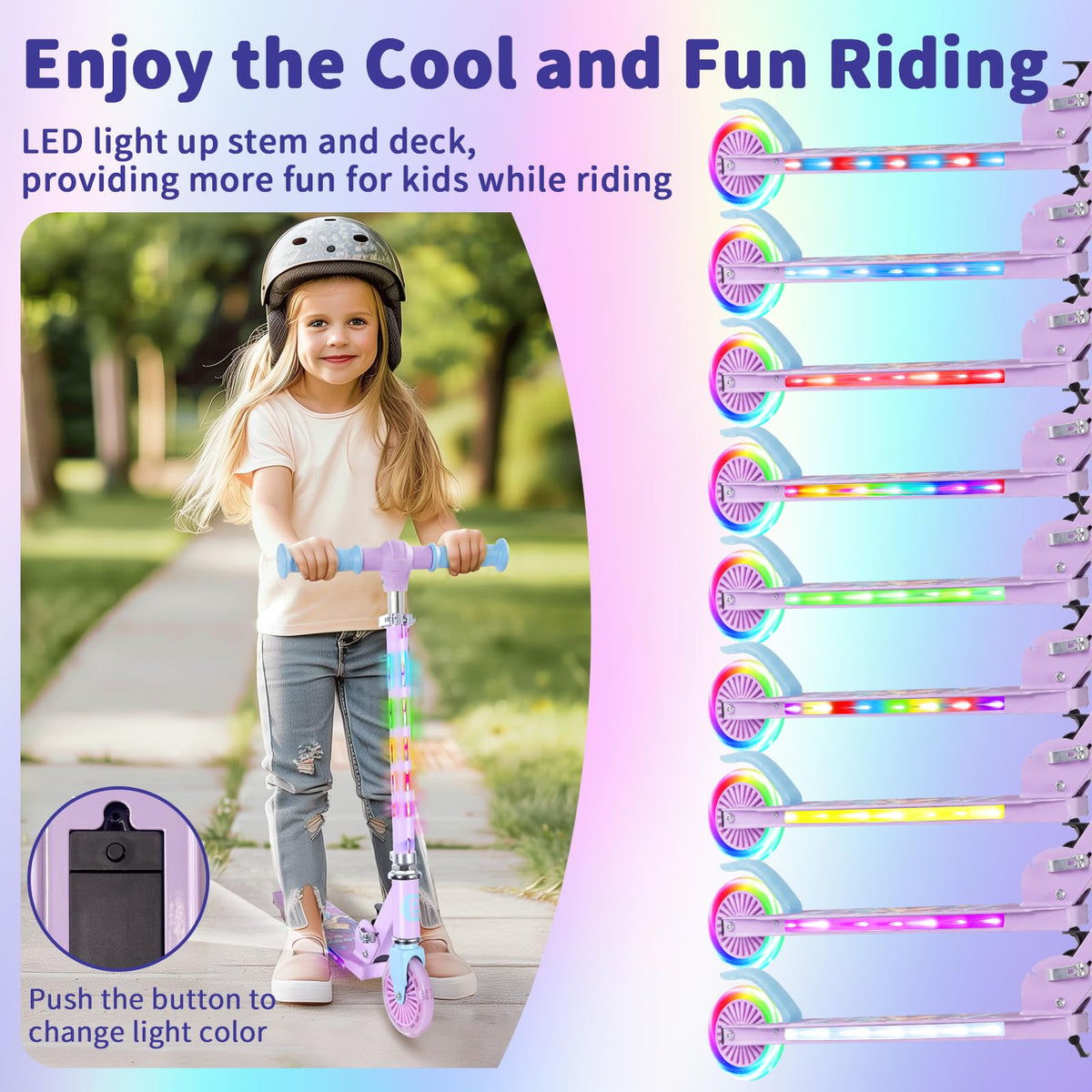 2 Wheel Folding Lightweight Kick Scooter with Light-Up Wheels O300