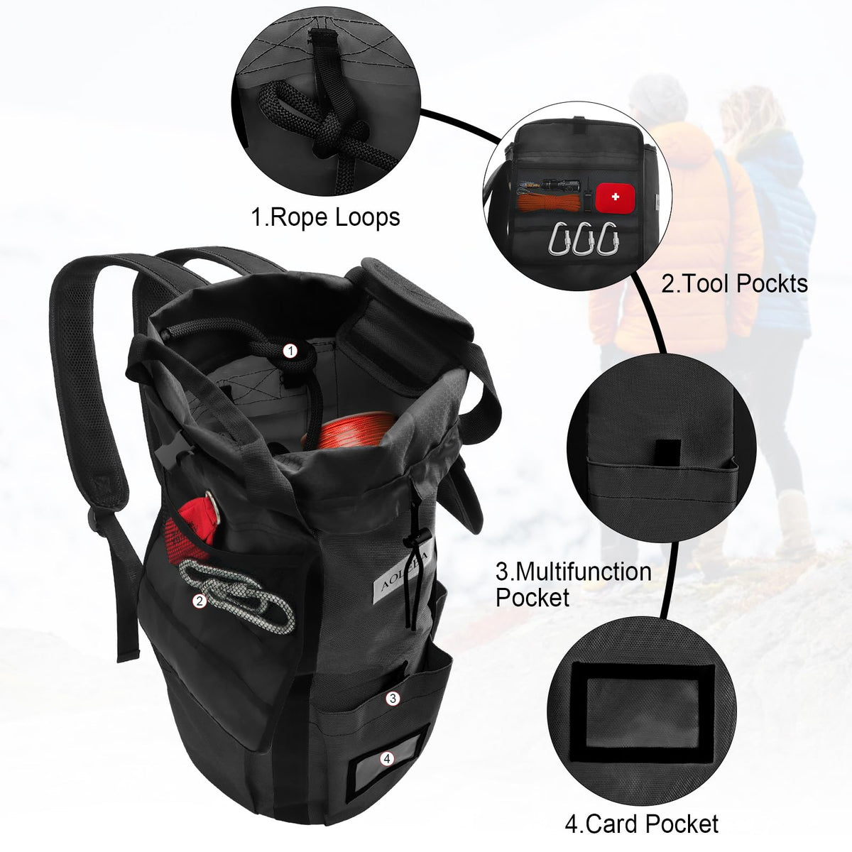 Arborist Rope Storage Bag Large Capacity 1680D Thicken Nylon with Hand Straps L534