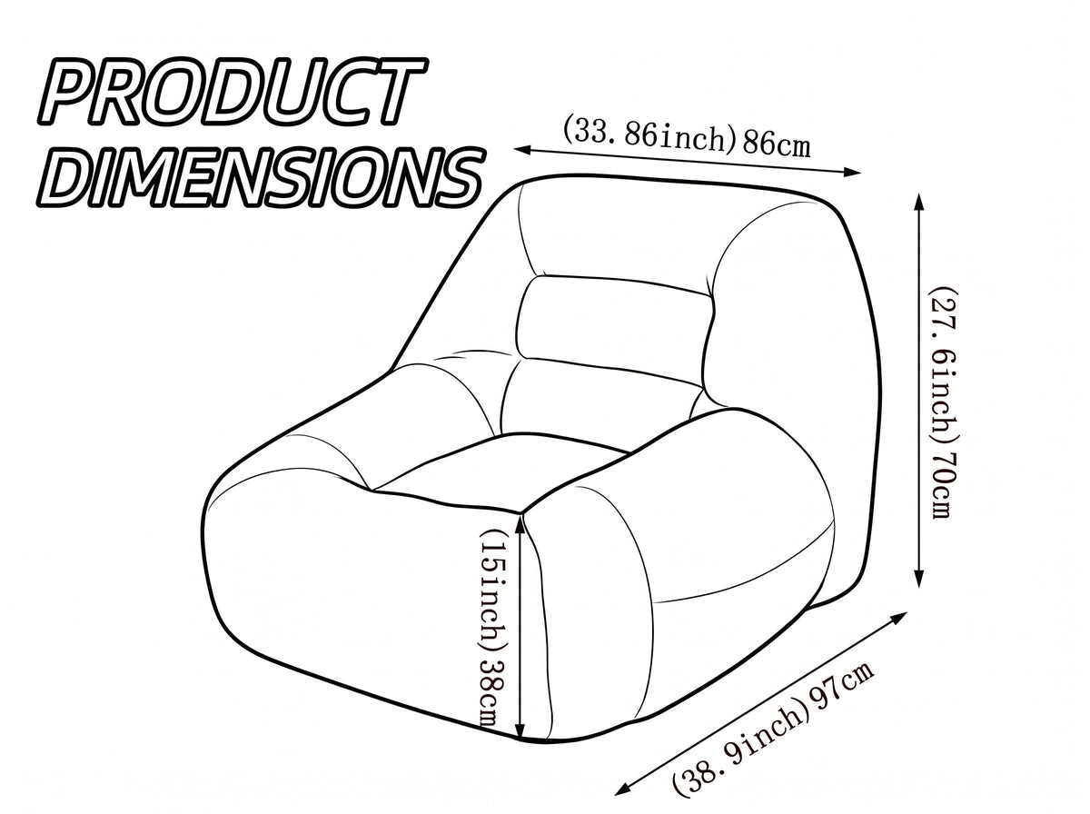 Oversized Corduroy Memory Foam Bean Bag Chair D362