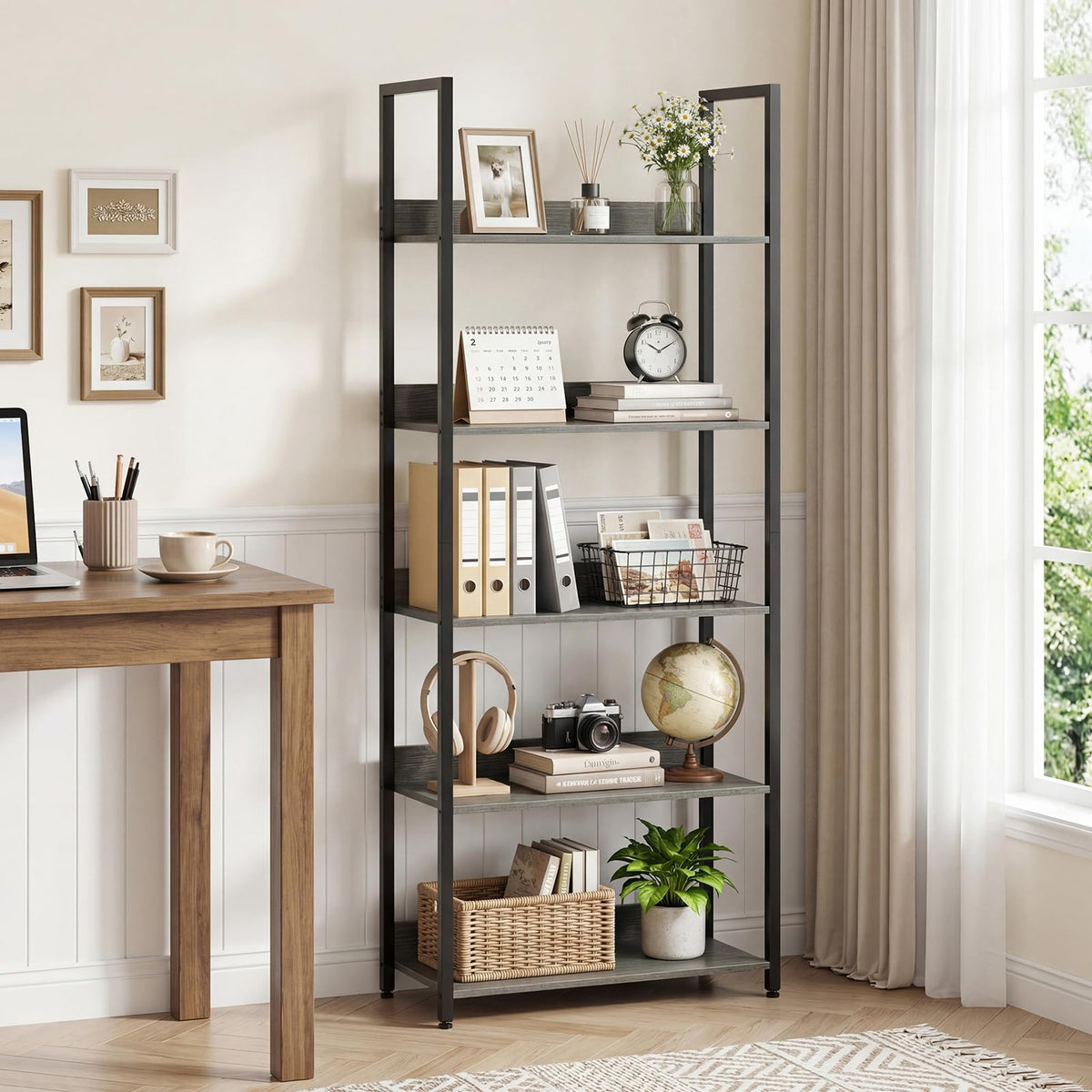 5-Tier Wooden Bookshelf Set of 2 J345241