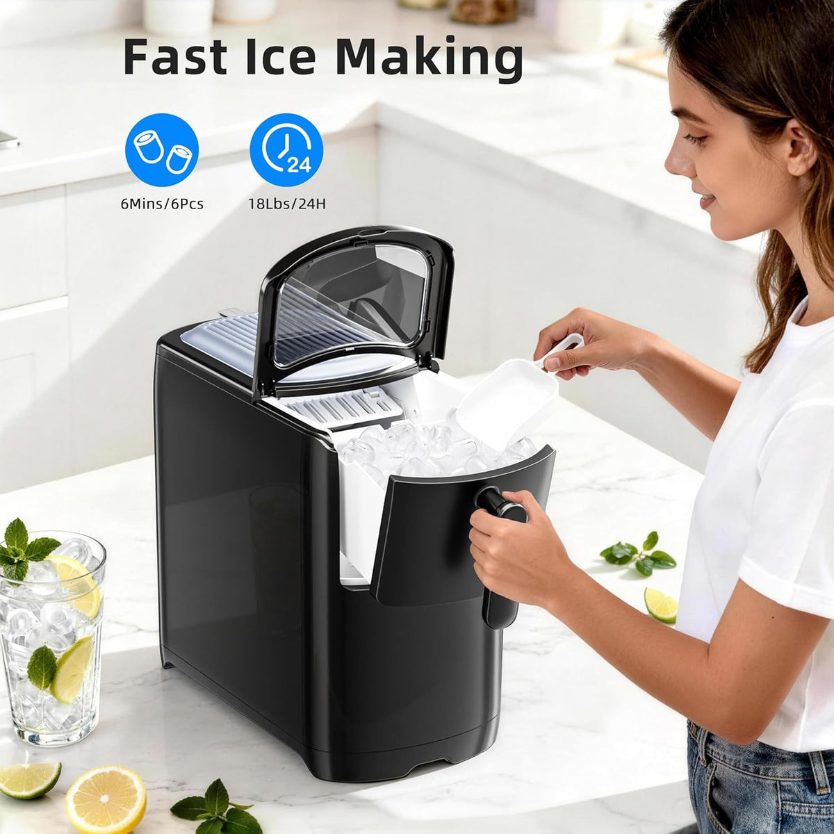 Black Countertop Ice Maker Machine V68666