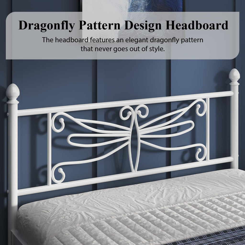 White Full Size Metal Platform Bed Frame M61873