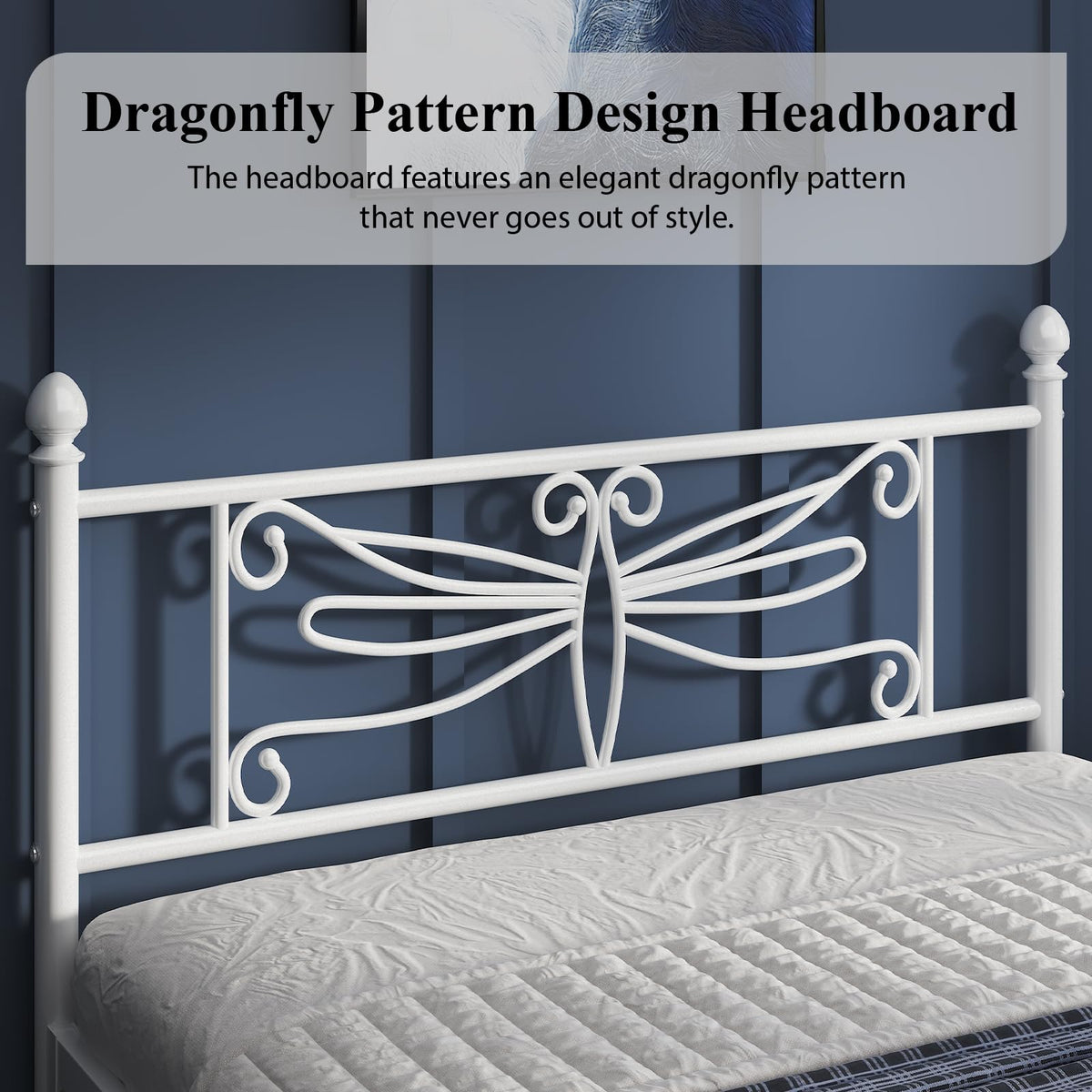 White Full Size Metal Platform Bed Frame M61873