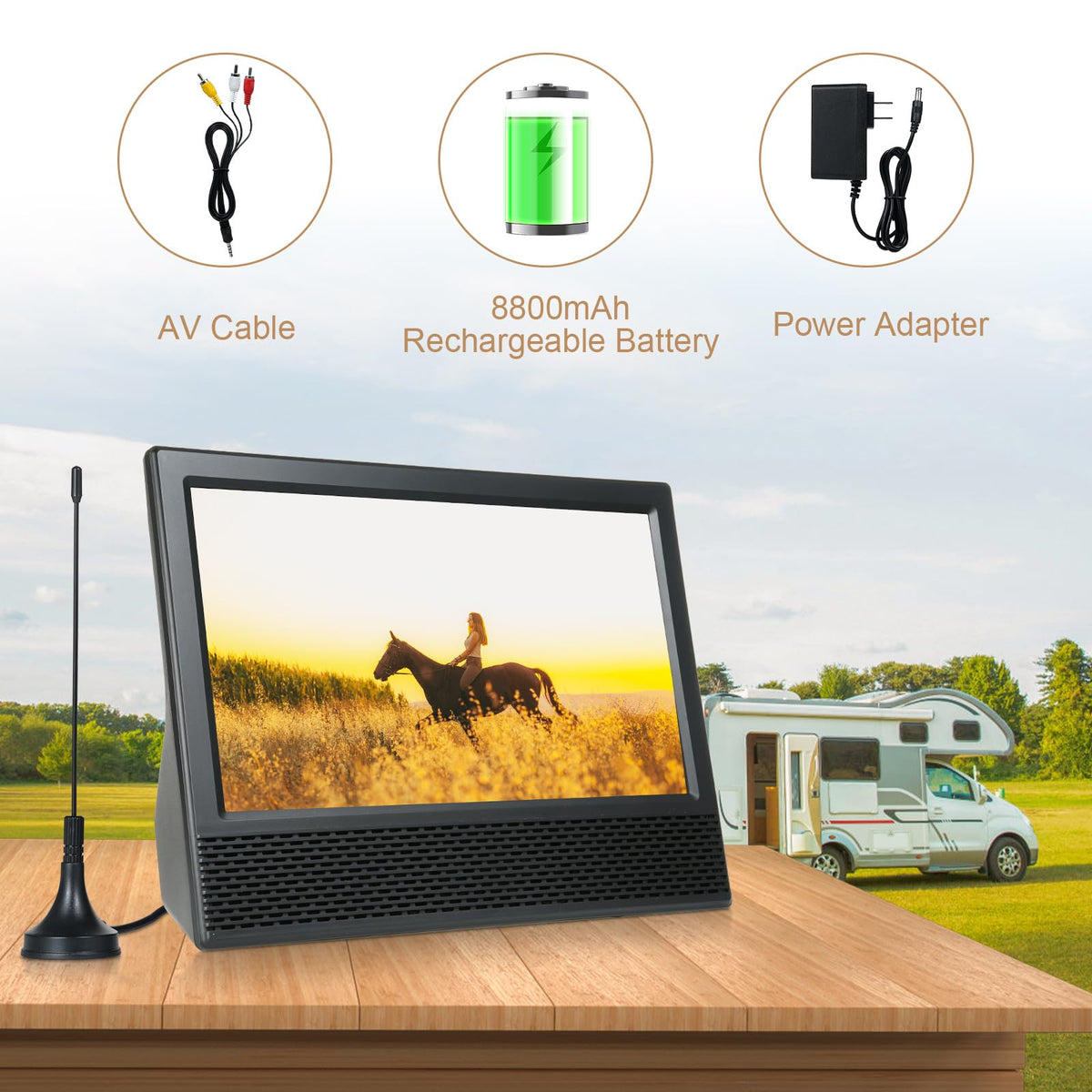 14 inch Portable ATSC Digital TV with Antenna and Remote Control S31199