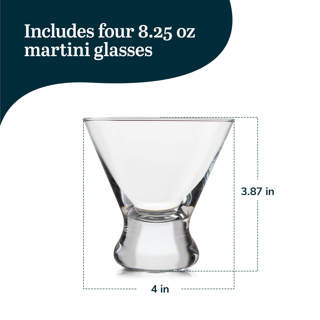 8.25 Oz Dishwasher Safe Stemless Martini Glasses Set of 4 D445138