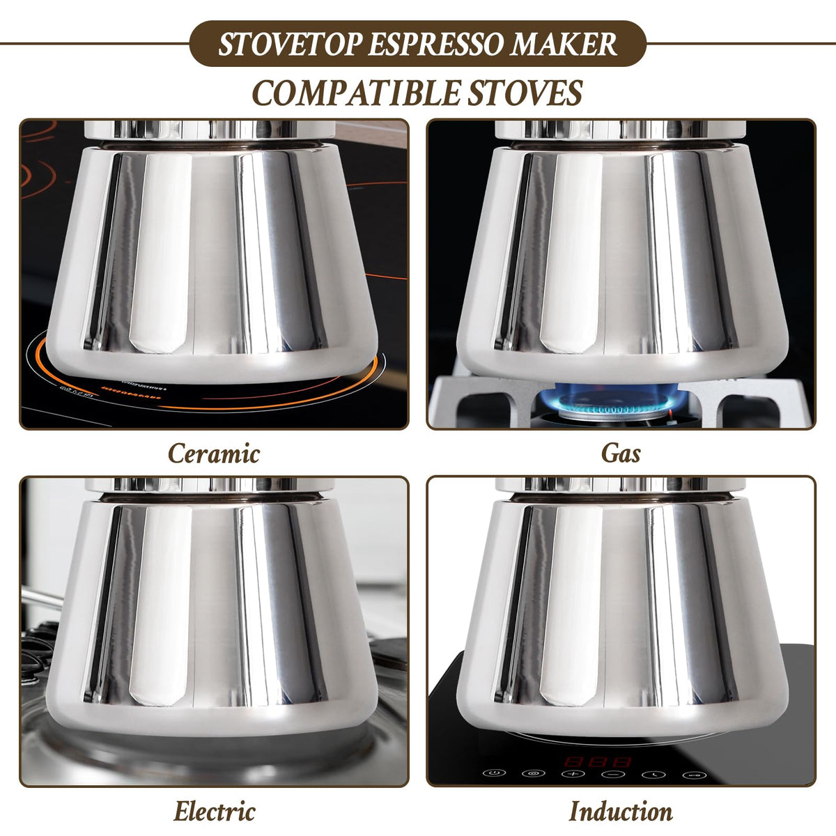 6 Cup Stainless Steel Stovetop Espresso Maker W761