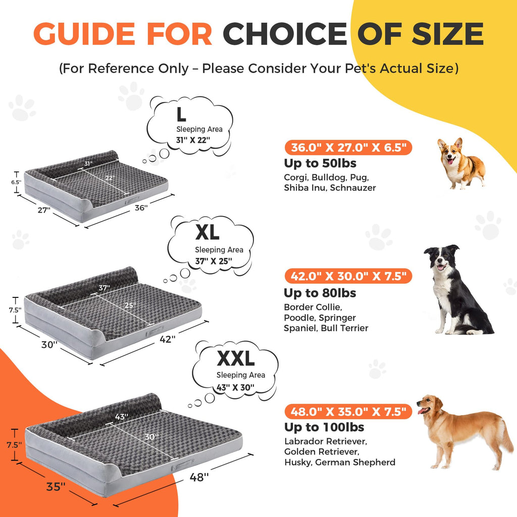 XL Orthopedic Dog Bed Grey R638