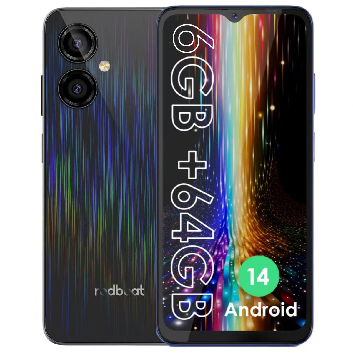 Unlocked Android 14 Cell Phone 6.52 Inch 6GB RAM 64GB ROM Black K5946