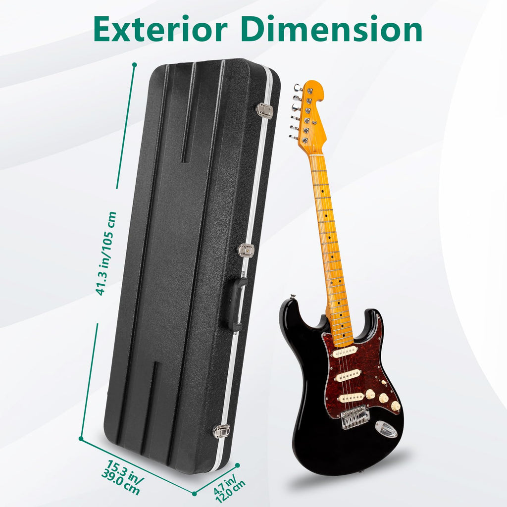 ABS Electric Guitar Hard Case 1.1 Inch Foam Plush Interior Black F384957
