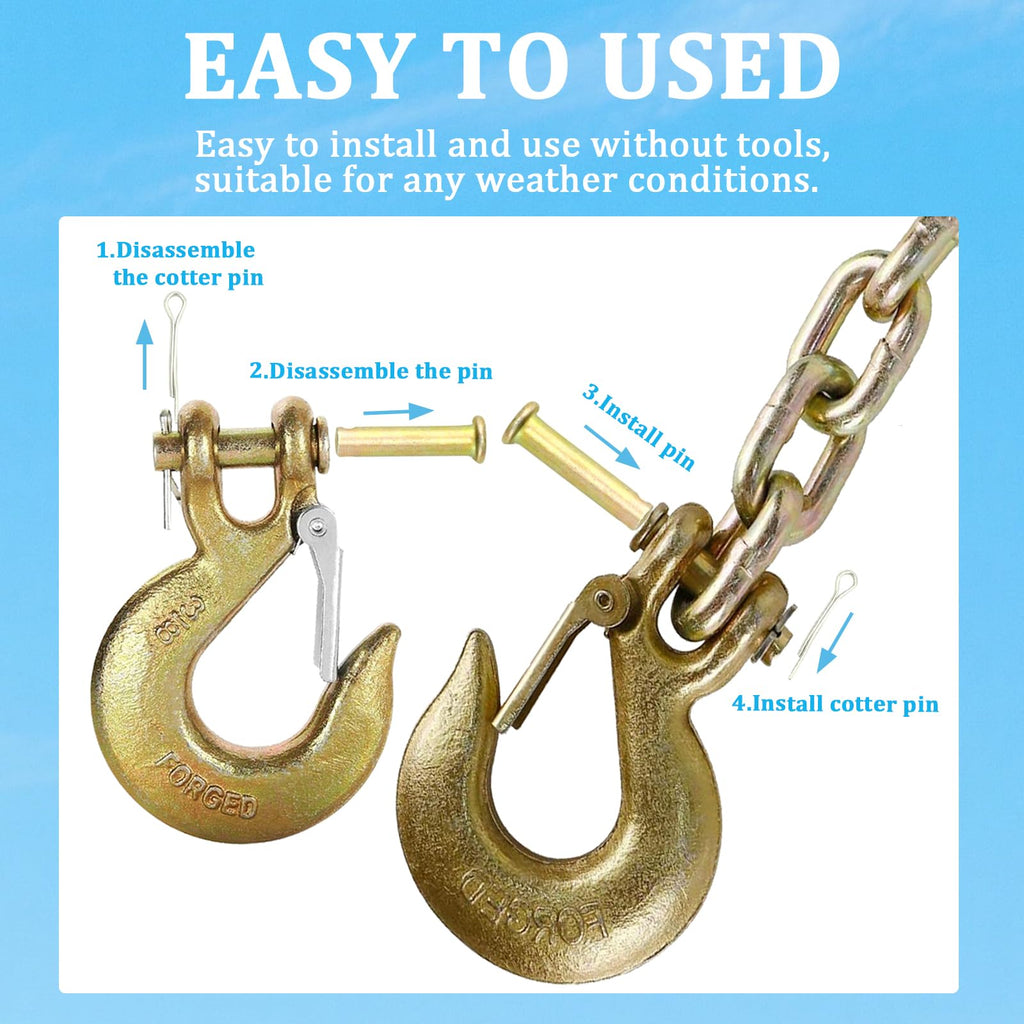 2 Pack 3/8" Heavy Duty Clevis Slip Hook with Safety Latch N676757
