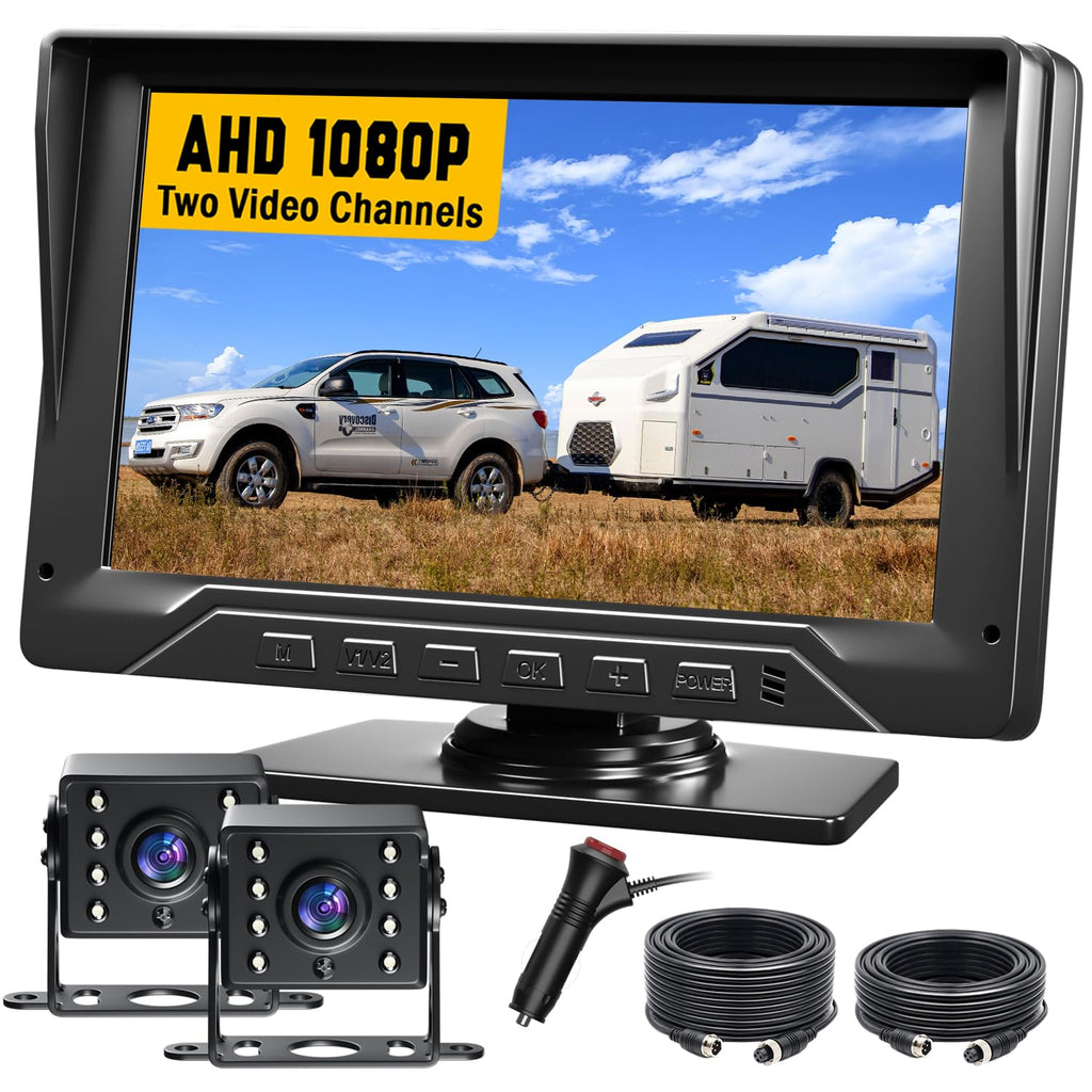 7'' Wired Dual RV Backup Camera System 1080P HD Q7444