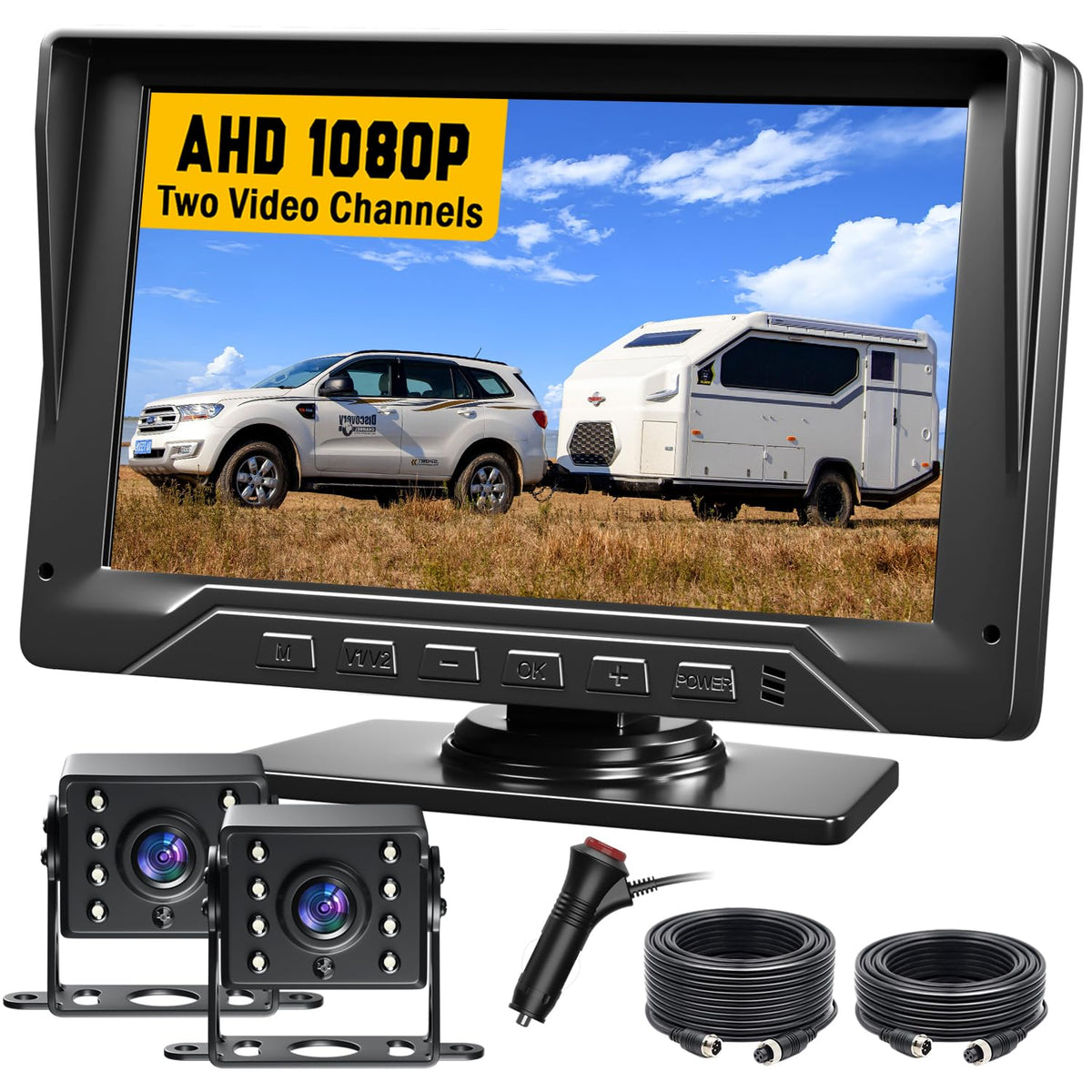 7'' Wired Dual RV Backup Camera System 1080P HD Q7444