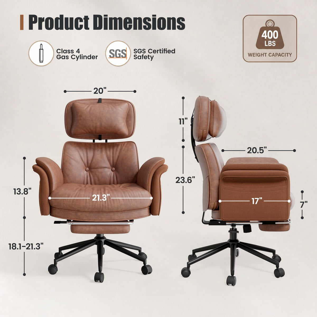 Brown Criss Cross Office Chair with Flip-Up Armrests and Headrest J592235