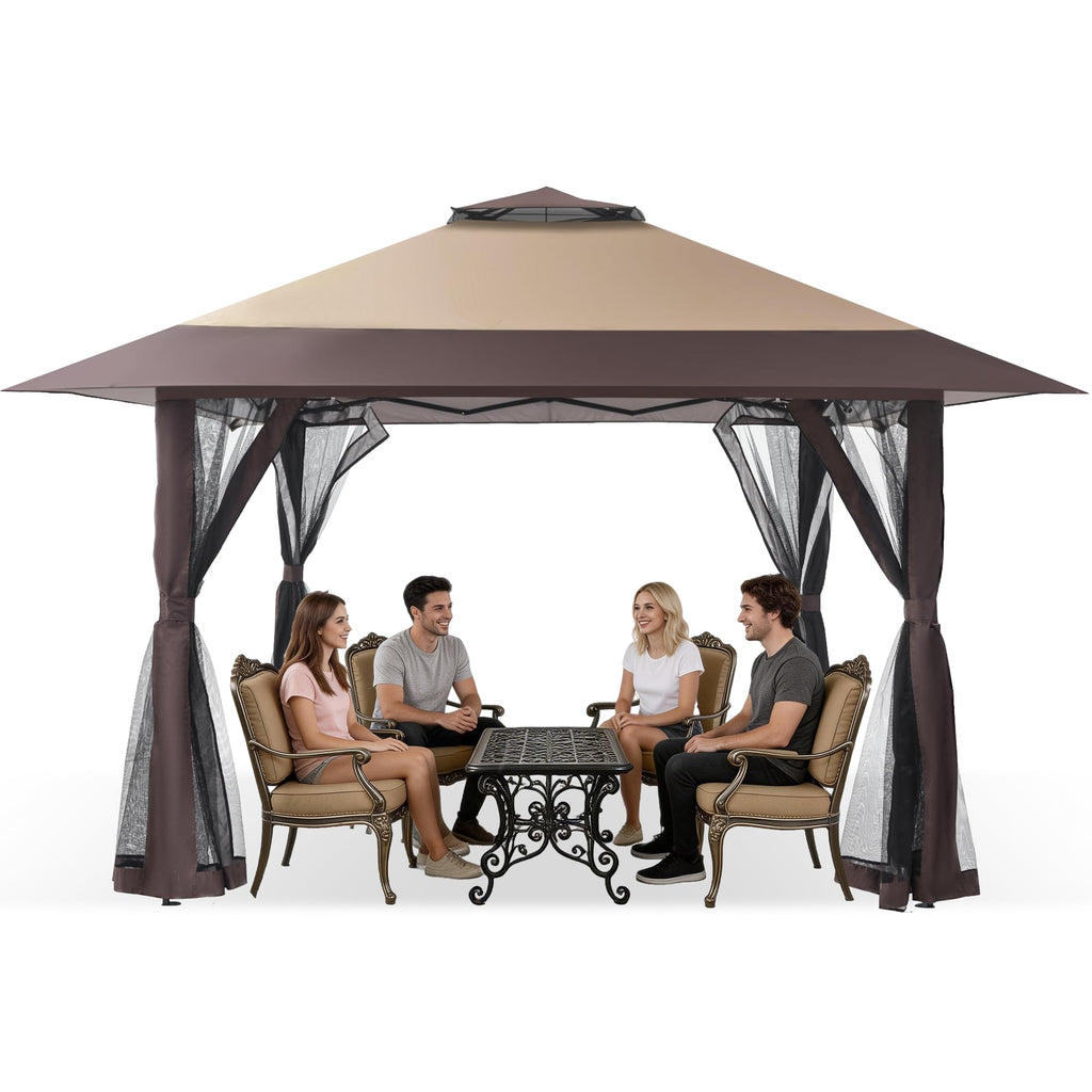 13x13 Pop Up Gazebo with Mosquito Netting Sidewall W382
