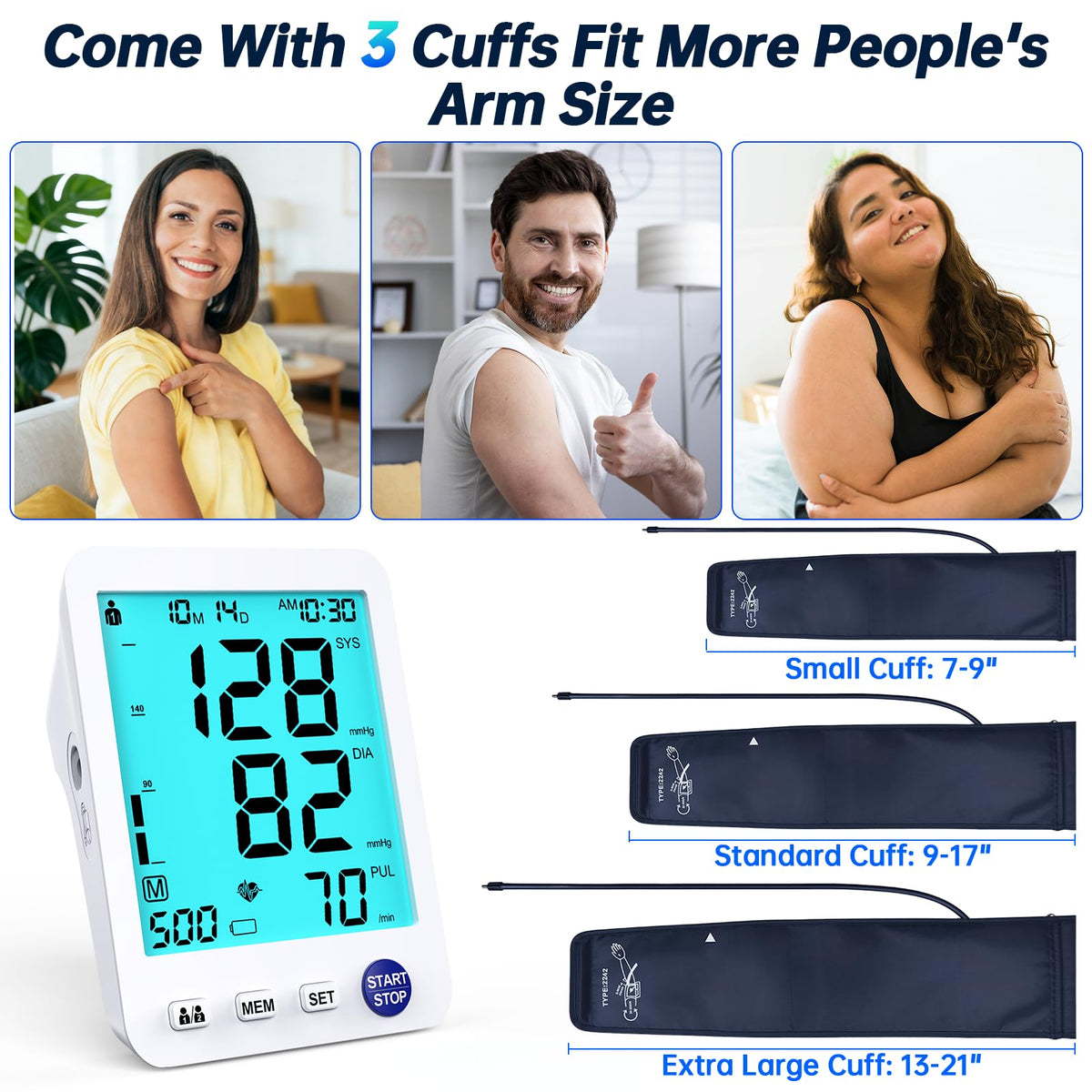 Electronic Blood Pressure Monitor 3 Size Cuffs L748196