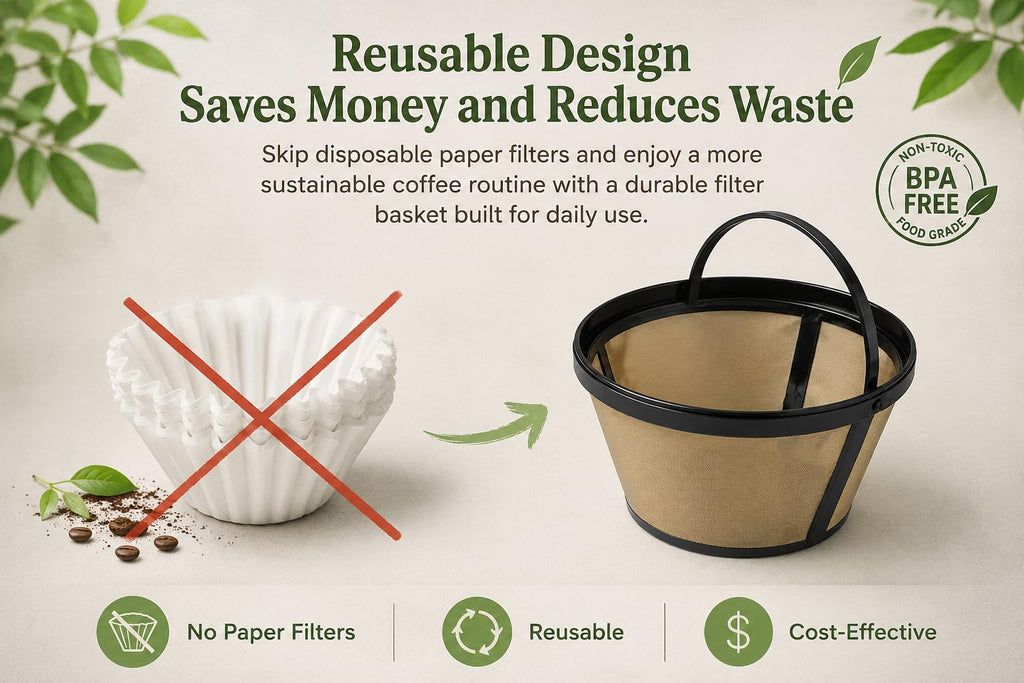 Reusable Coffee Filter for 8-12 Cup Basket Coffee Machines I330