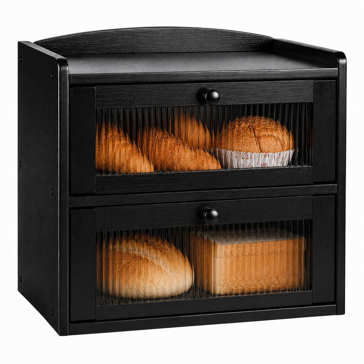 Wooden 2-Tier Bread Box with Window C6679