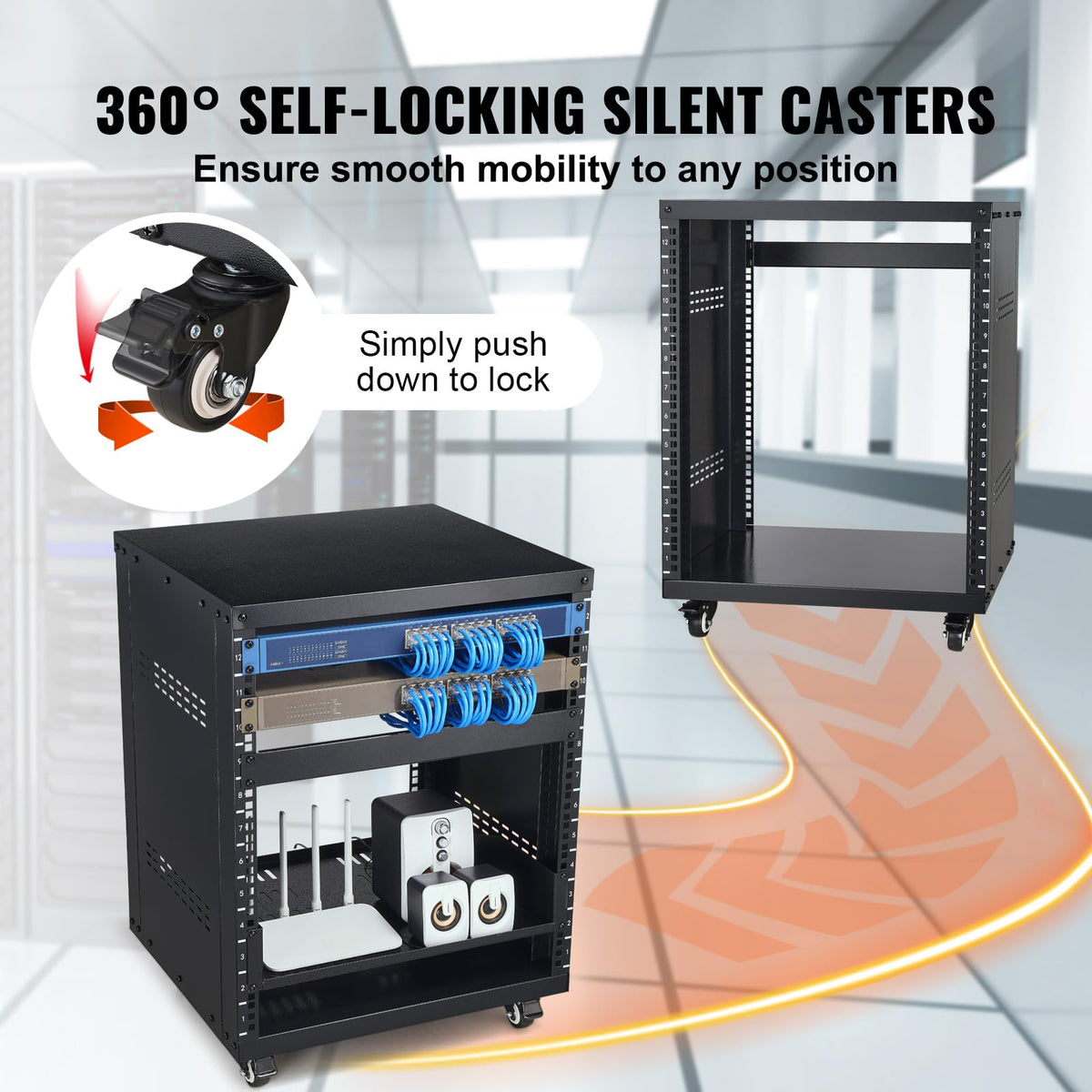 12U AV Rack Stand with Caster Wheels B557811