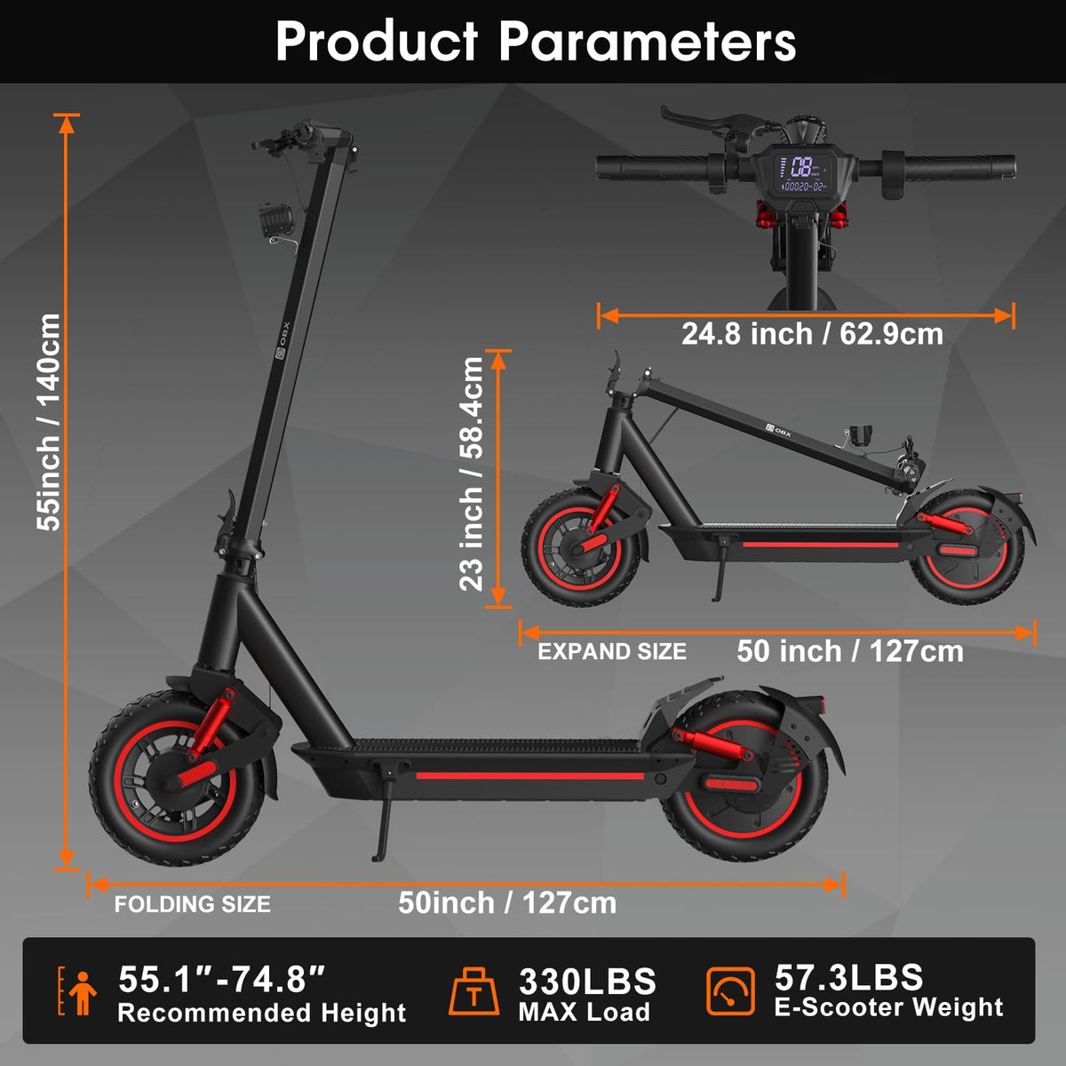 1200W Motor 10" Off-Road Pneumatic Tire Electric Scooter Y852995