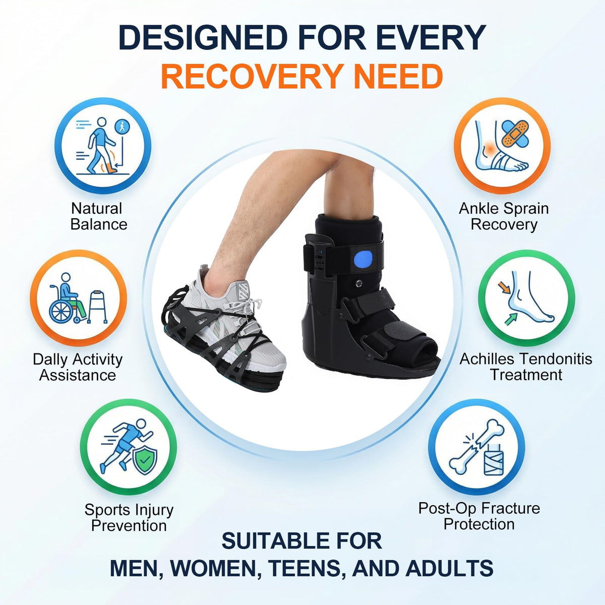 Inflatable Air Cam Walker Fracture Boot with Adjustable Shoe Lift R6256