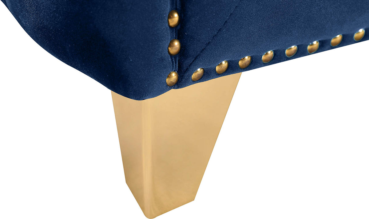 Navy Velvet Sofa with Gold Nailhead Trim V407890