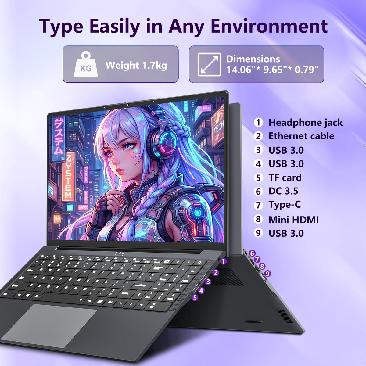 16GB RAM 256GB SSD Core i5 16" IPS FHD Laptop Computer W8645