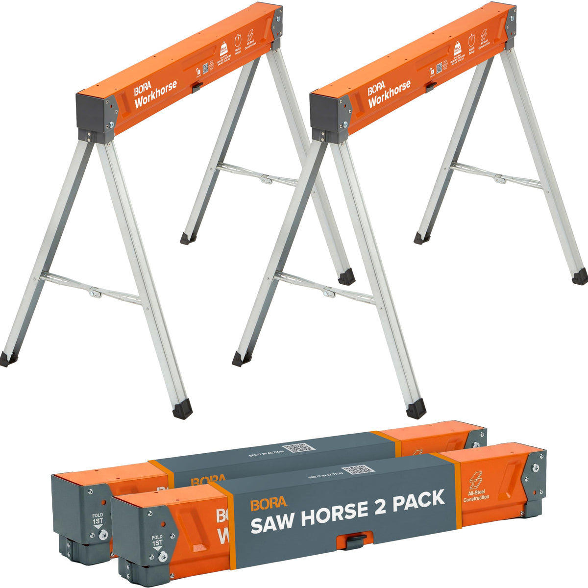 2 Pack Folding Heavy Duty Metal Sawhorse Q53897