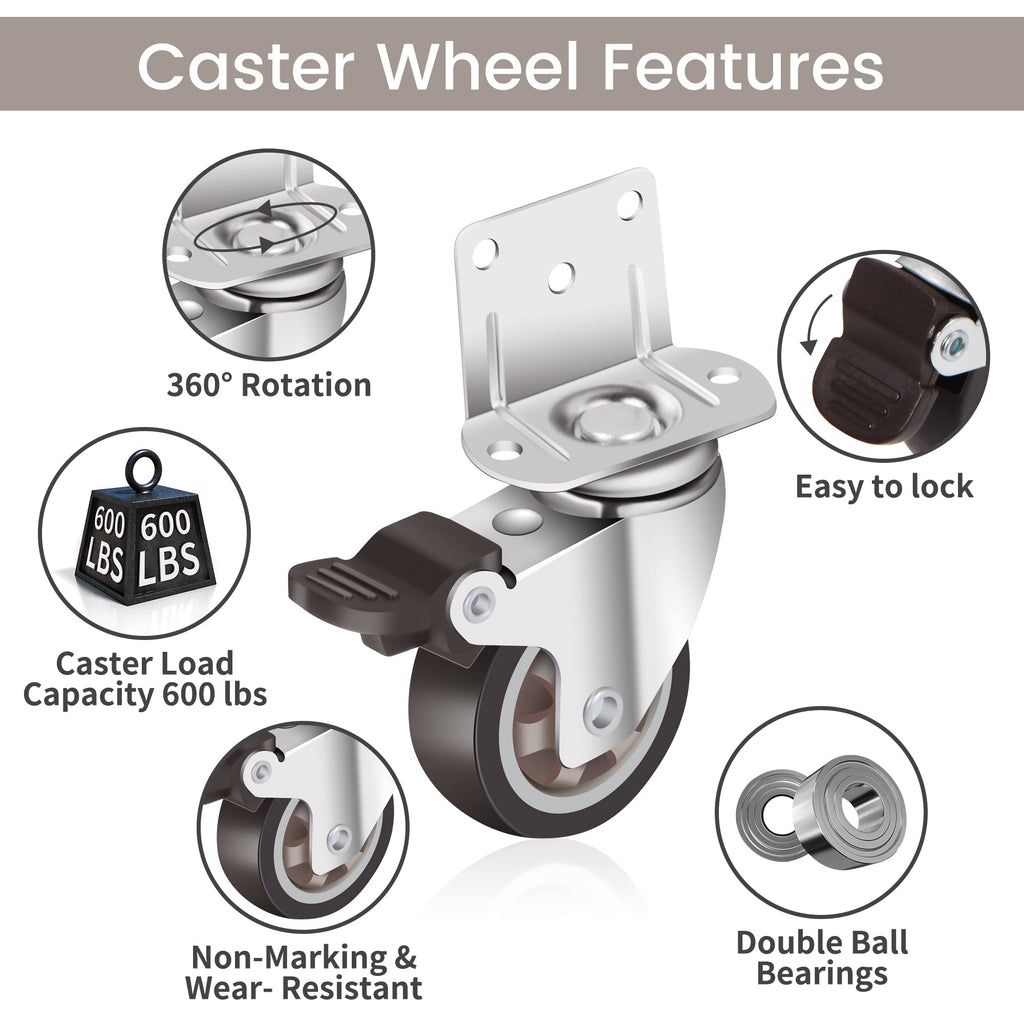2 Inch L-Shaped Rubber Caster Set of 4 R349740