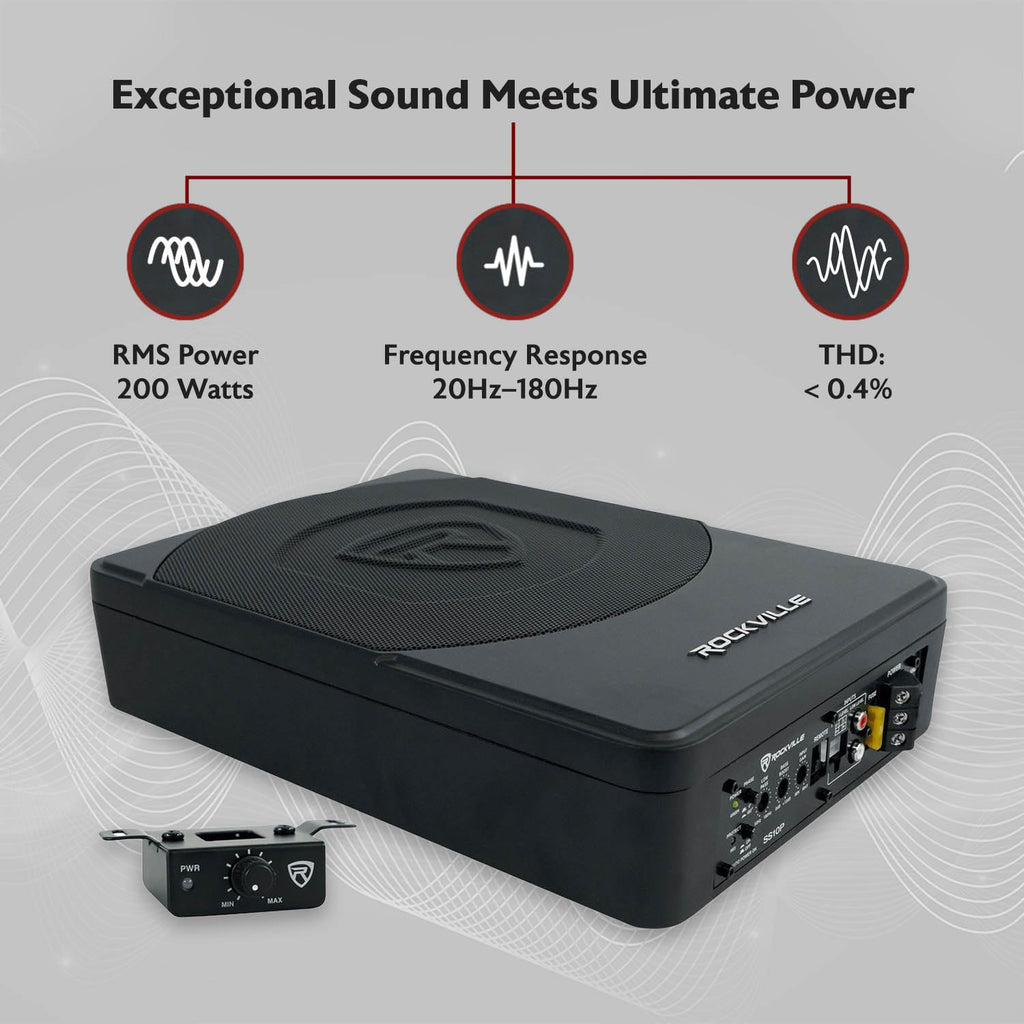 10" Slim Under-Seat Powered Car Subwoofer H517308