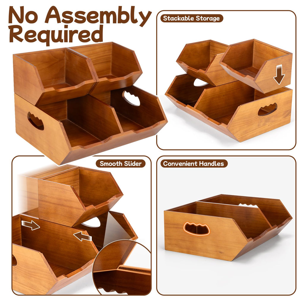 Wooden Stackable Pantry Storage Bins J282344