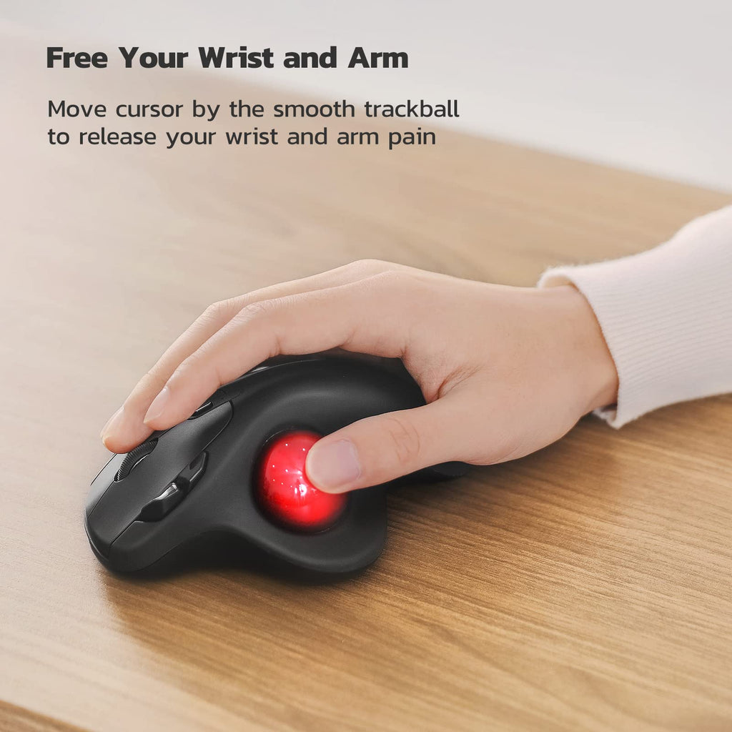 Wireless Ergonomic Thumb Control Trackball Mouse R989