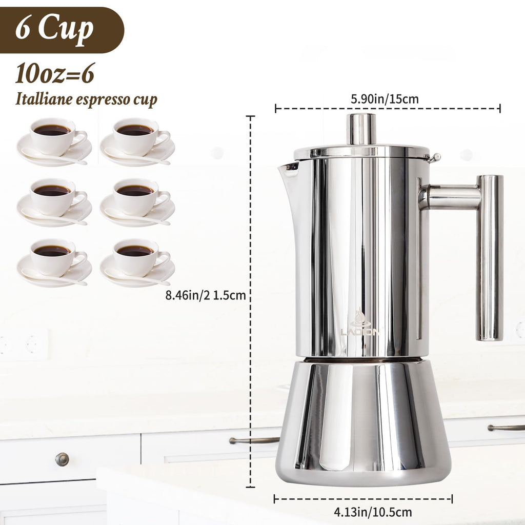 6 Cup Stainless Steel Stovetop Espresso Maker W761