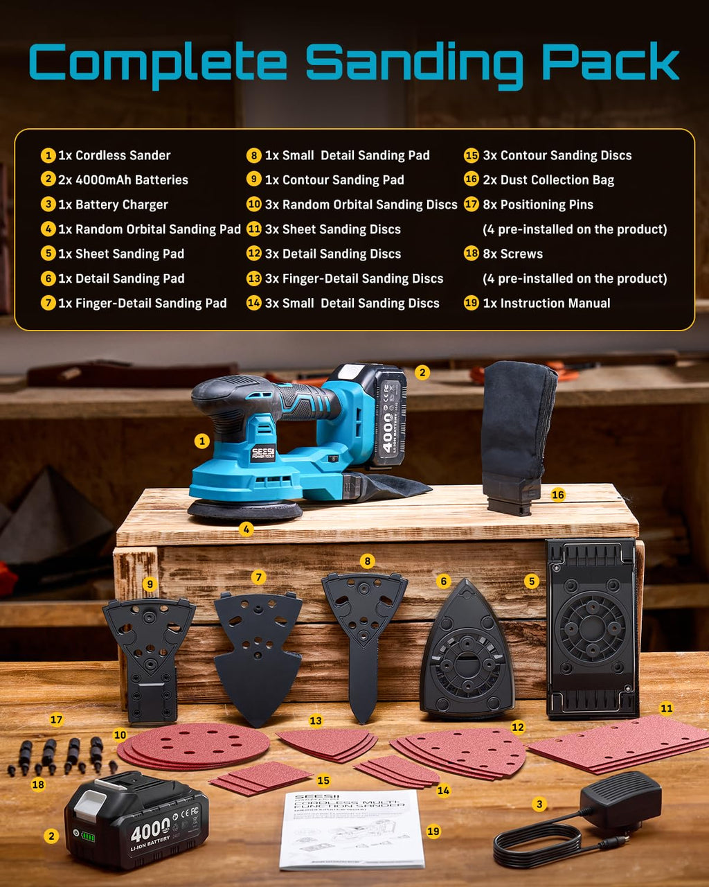 6 Speed Cordless Random Orbit Sander L3086