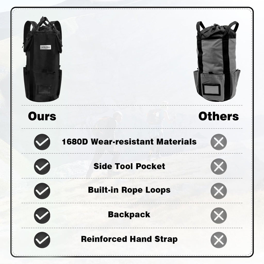 Arborist Rope Storage Bag Large Capacity 1680D Thicken Nylon with Hand Straps L534