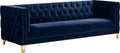 Navy Velvet Sofa with Gold Nailhead Trim V407890