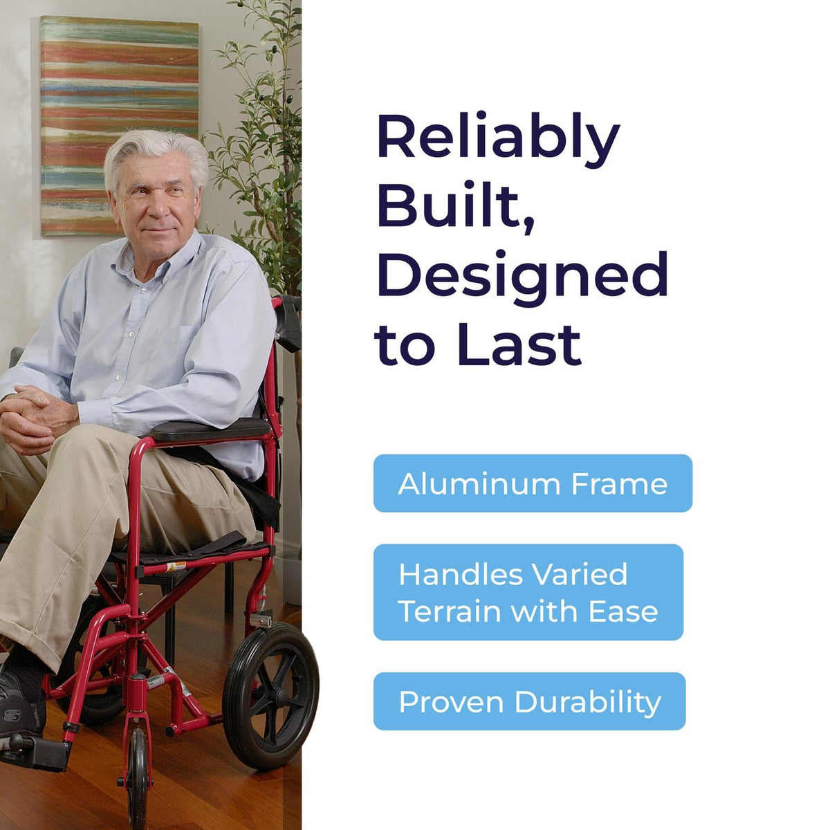 Red Transport Wheelchair with Hand Brakes U1052