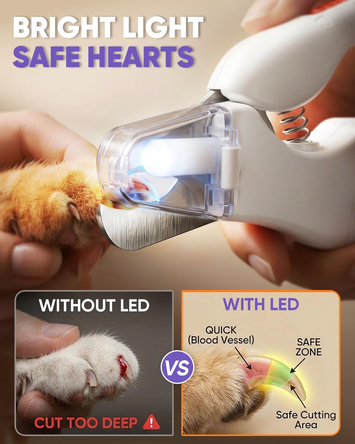2-in-1 Cat & Dog Nail Clippers with Grinder and LED Lights F283