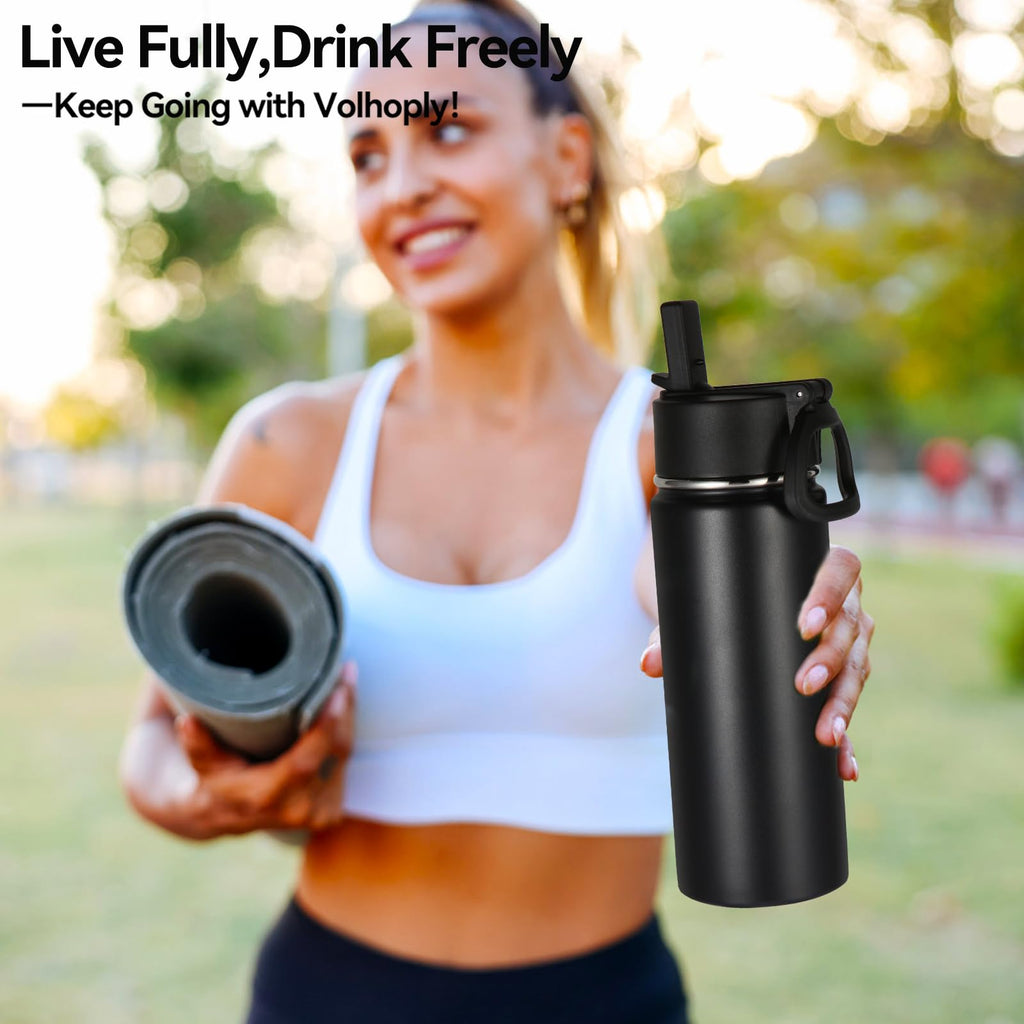 18oz Insulated Stainless Steel Kids Water Bottle with Straw Lid M11397