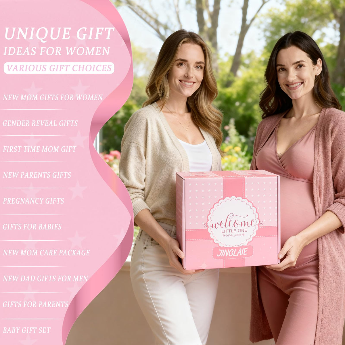 New Mom Gift Basket with Baby Clothes & Tumblers S395