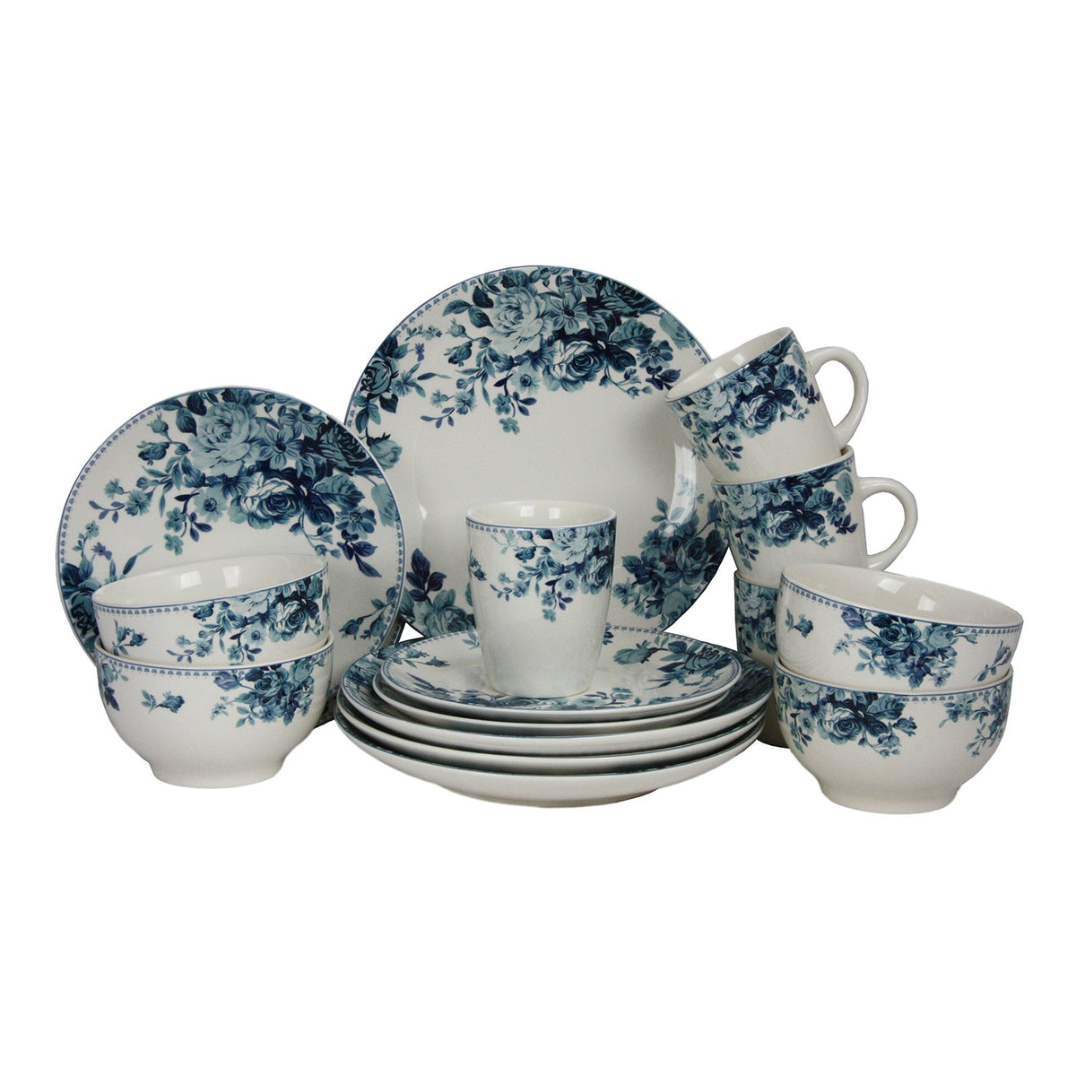Blue 16 Piece Stoneware Dinnerware Set A17867
