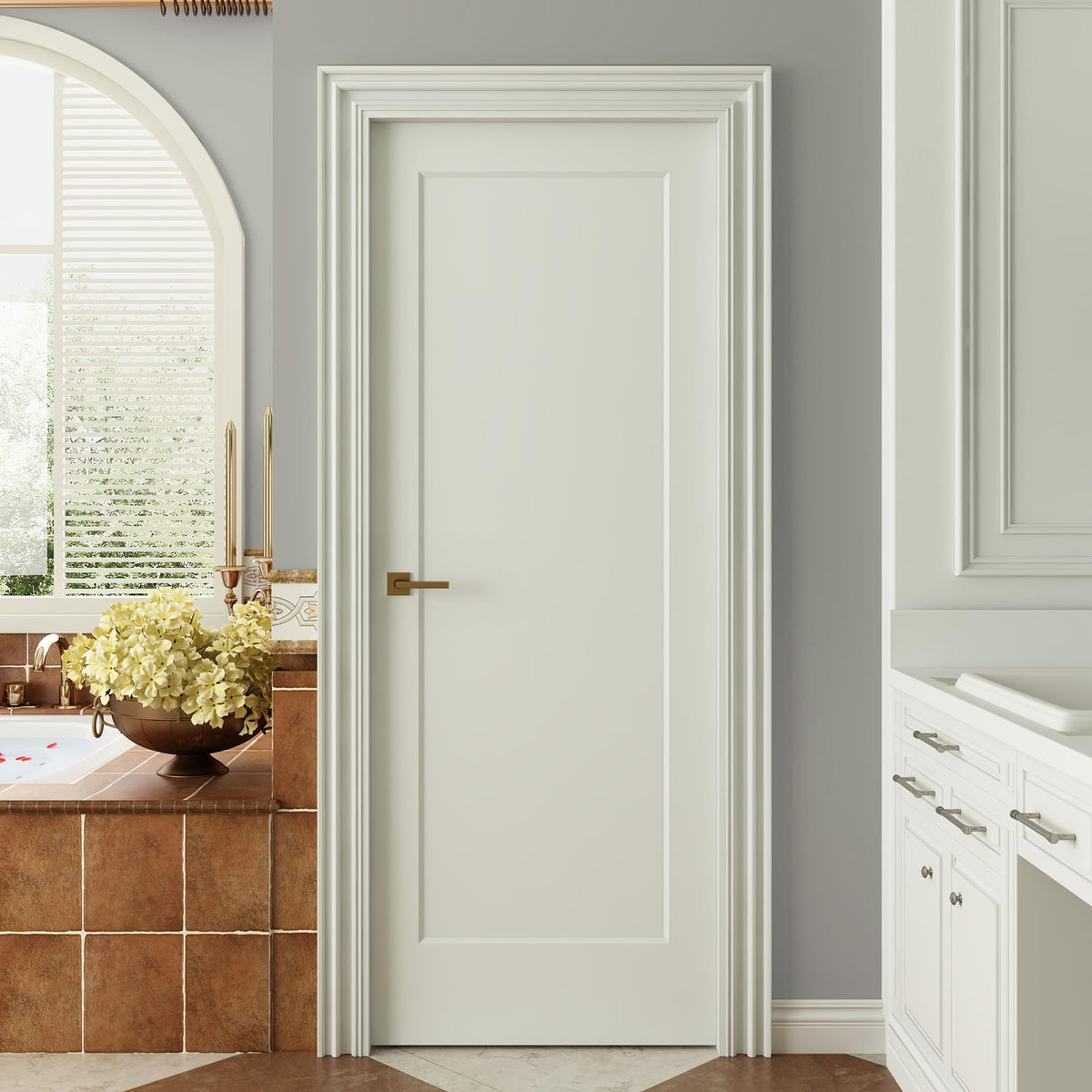 24"x80" 1-Panel Shaker Style White Primed Hollow Core Interior Door Slab I8658