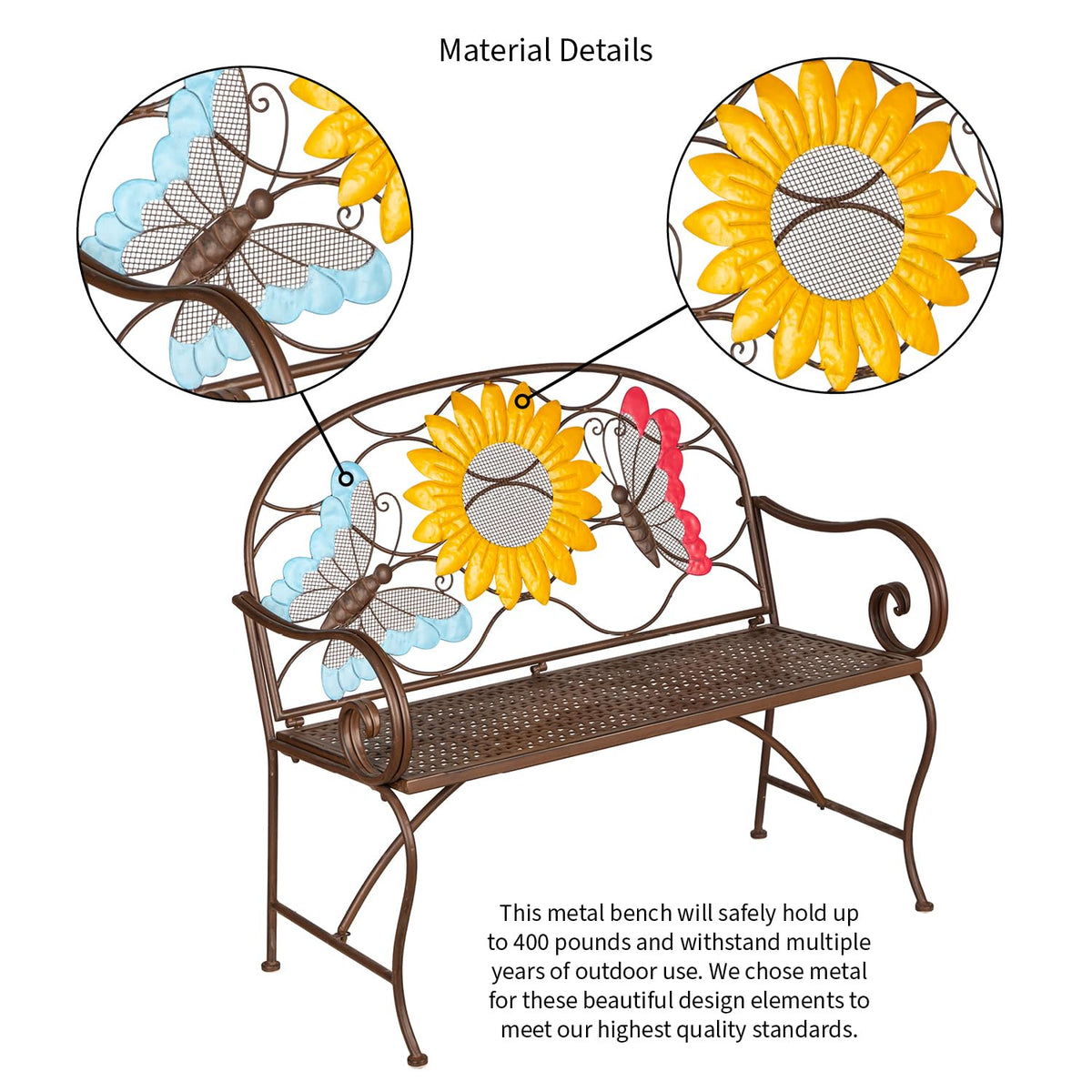 Cast Iron Metal Garden Bench C61427