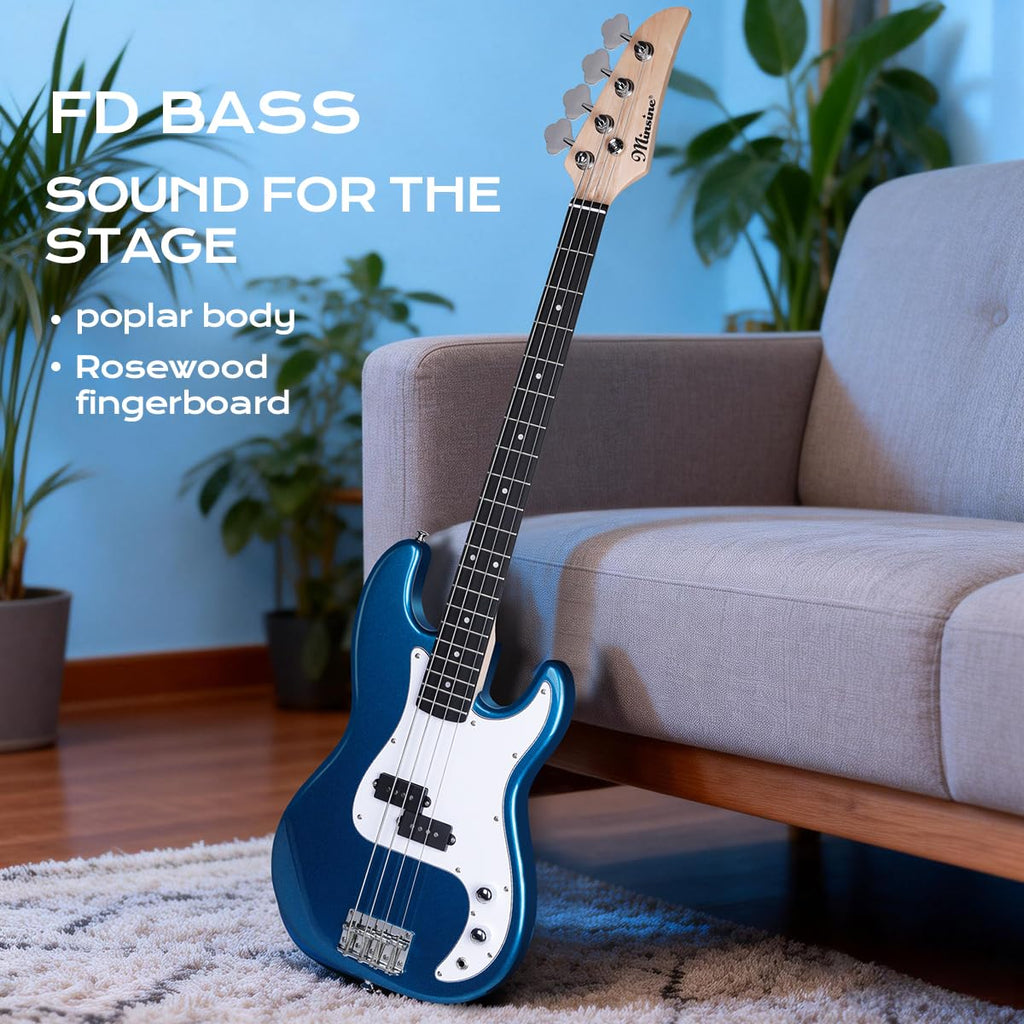 Full-Size 4 Strings Electric Bass Guitar Black with Gig Bag I805