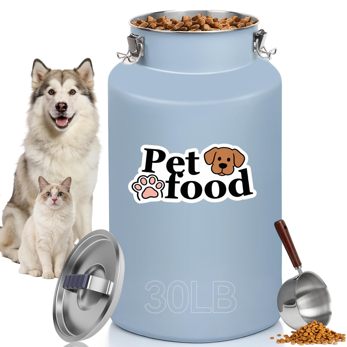 Stainless Steel Dog Food Storage Container with Scoop B417609