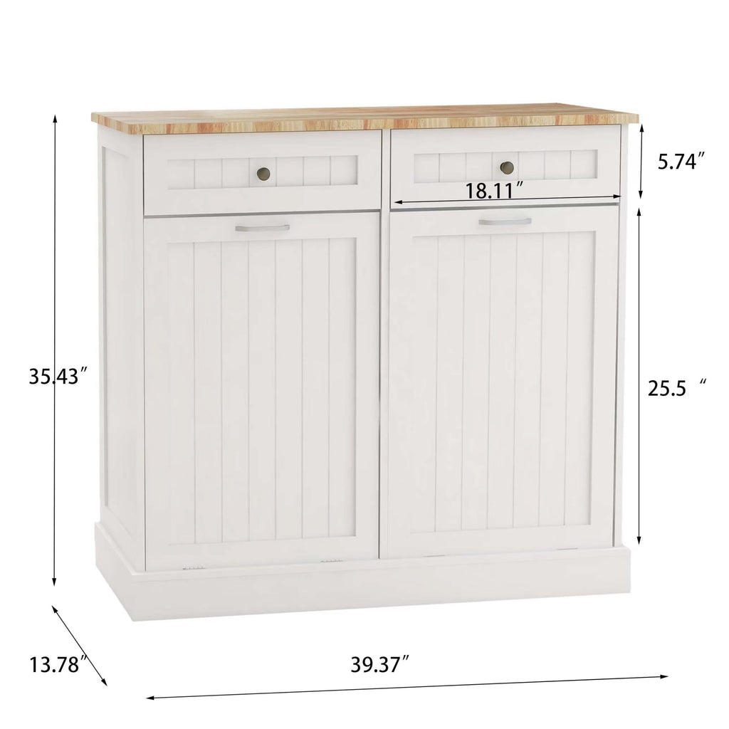 White Double Tilt Out Trash Can Cabinet with 10-Gallon Capacity E372
