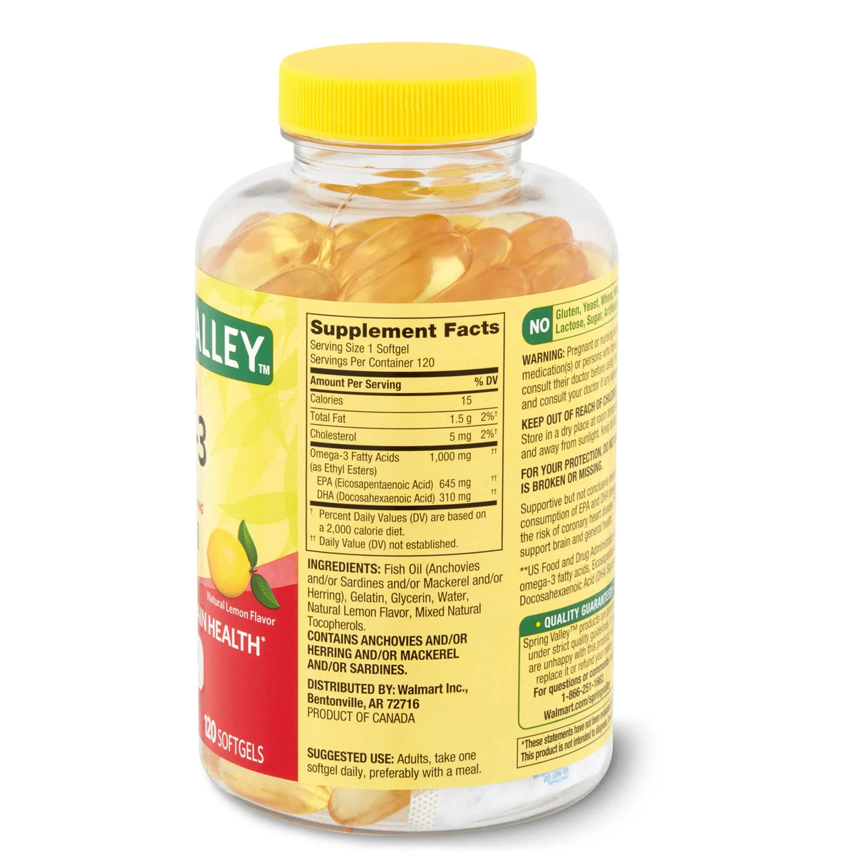 1000 mg Omega-3 Fish Oil Softgels Dietary Supplement B36453