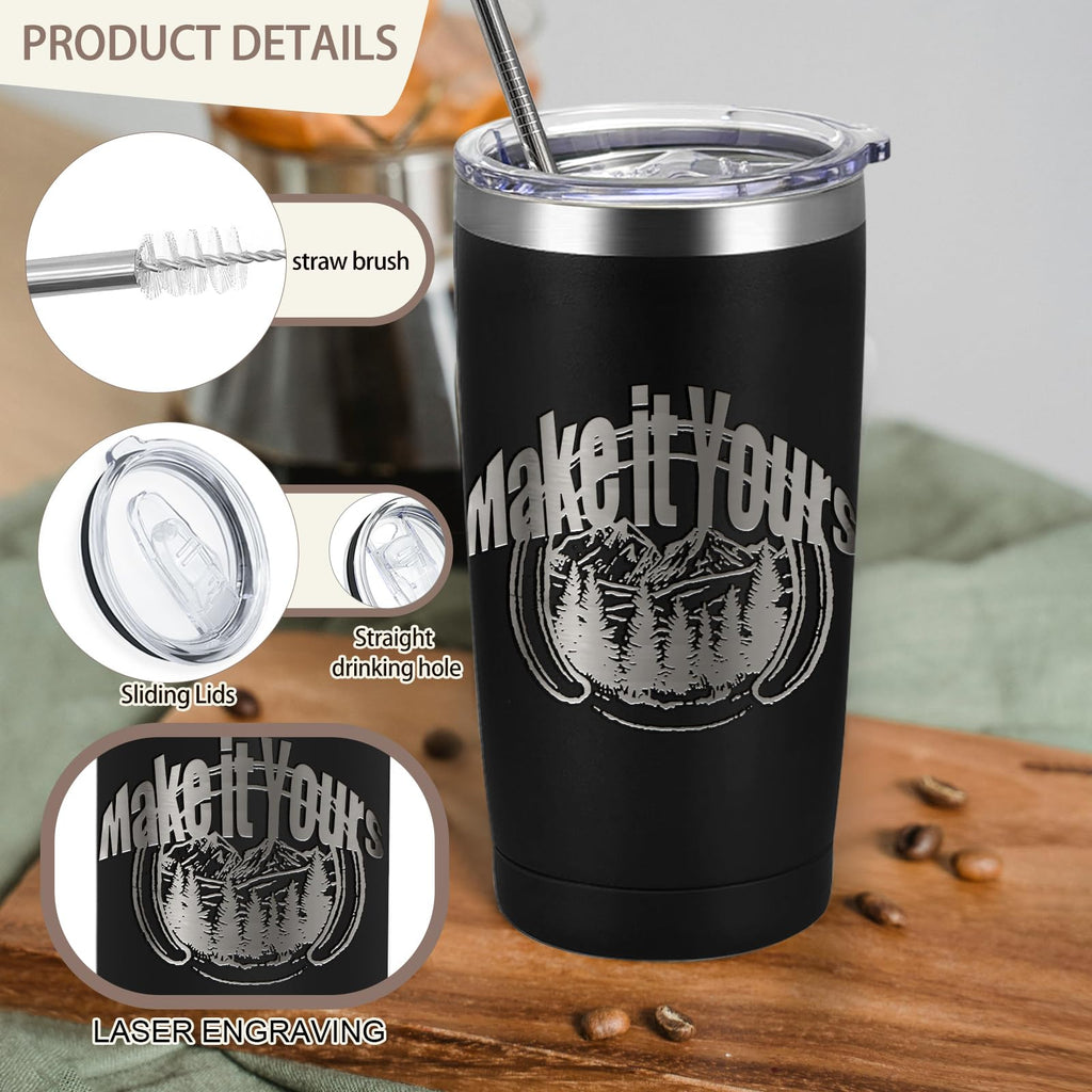 16 Pack Stainless Steel Insulated Tumbler 20oz Black H7371